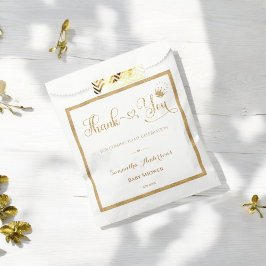 Bolsa De Papel Purpurina Princesa de Oro Elegante Gracias Baby Sh