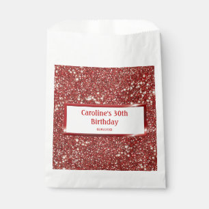Bolsa De Papel Purpurina Rojo Falso Aspecto De Textura Con Texto