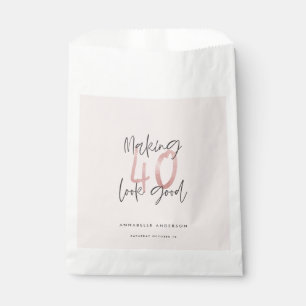Bolsa De Papel purpurina rosa brillante moderno con estilo 40 añ