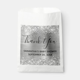Bolsa De Papel Purpurina Silver y Relieve metalizado Baby Shower 