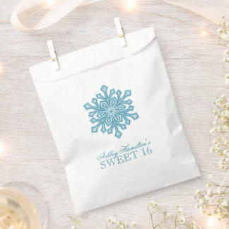 Bolsa De Papel Purpurina Snowflake Verde azulado dulce 16 inviern