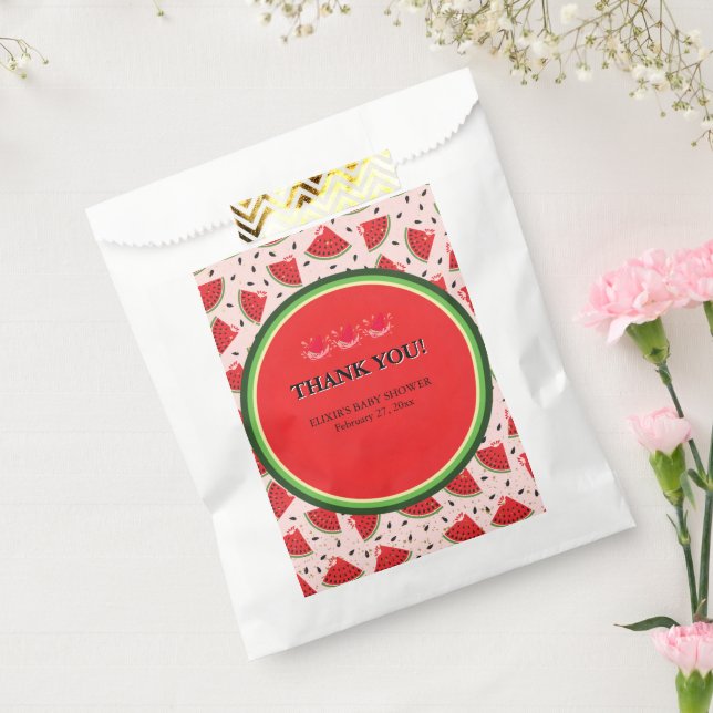 Bolsa De Papel Purpurina único Baby Shower de sandía moderna (Sellado)