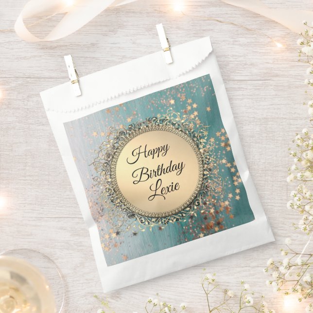 Bolsa De Papel Purpurinoso de la confianza en el cumpleaños azul  (Cortado)