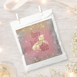 Bolsa De Papel Purpurinoso Gold Unicorn Cumpleaños Personalizado