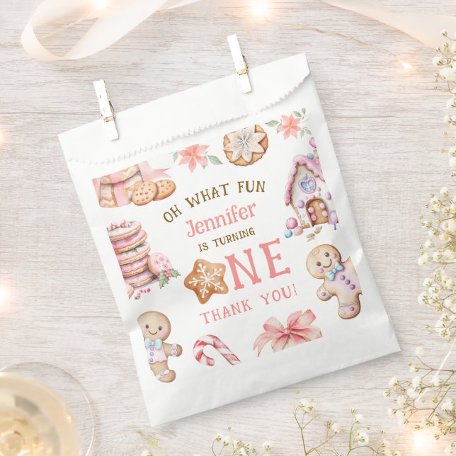 Bolsa De Papel Qué divertido cumpleaños de Gingerbread 1 año (Cortado)