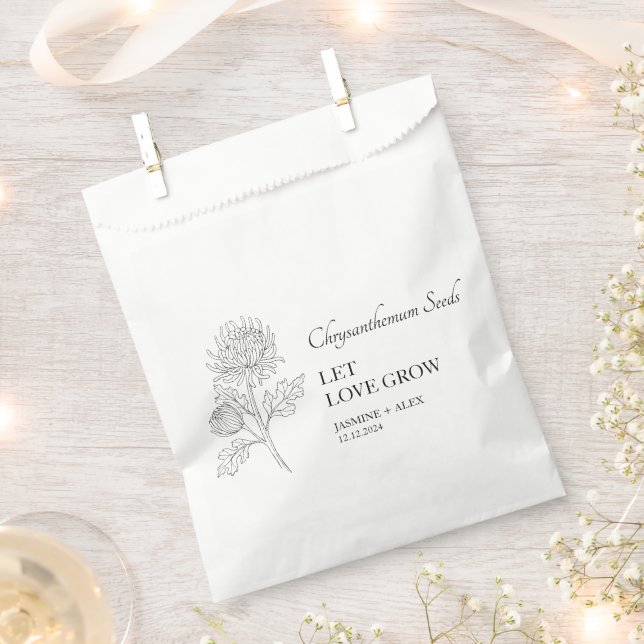 Bolsa De Papel Que el amor crezca crisantemo Boda de semillas (Cortado)