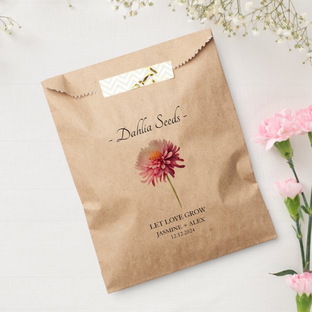 Bolsa De Papel Que el amor crezca l Dahlia Seeds Boda (Sellado)