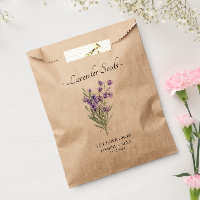 Bolsa De Papel Que el amor crezca l Lavender Semillas Boda Favor  (Sellado)