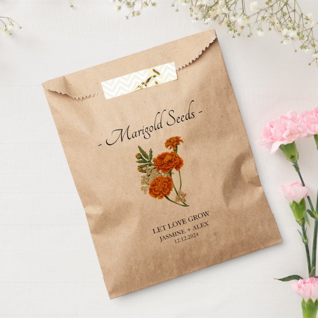 Bolsa De Papel Que el amor crezca l Marigold Seeds Boda (Sellado)