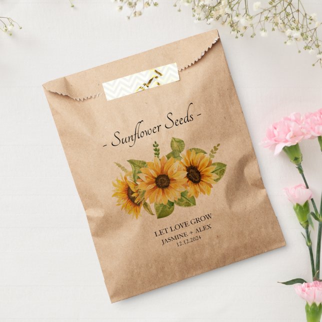 Bolsa De Papel Que el amor crezca l semillas de girasol Bolsa de  (Sellado)