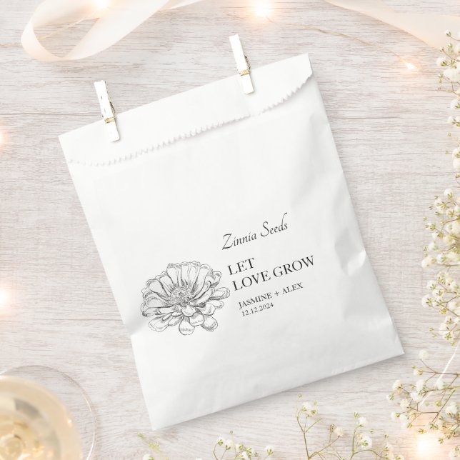 Bolsa De Papel Que el amor crezca Zinnia Seda Boda Favor Bolsa (Cortado)