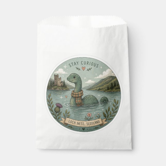 Bolsa De Papel Quédate Curioso Acogedor Críptido Nessie Monstruo  (Anverso)