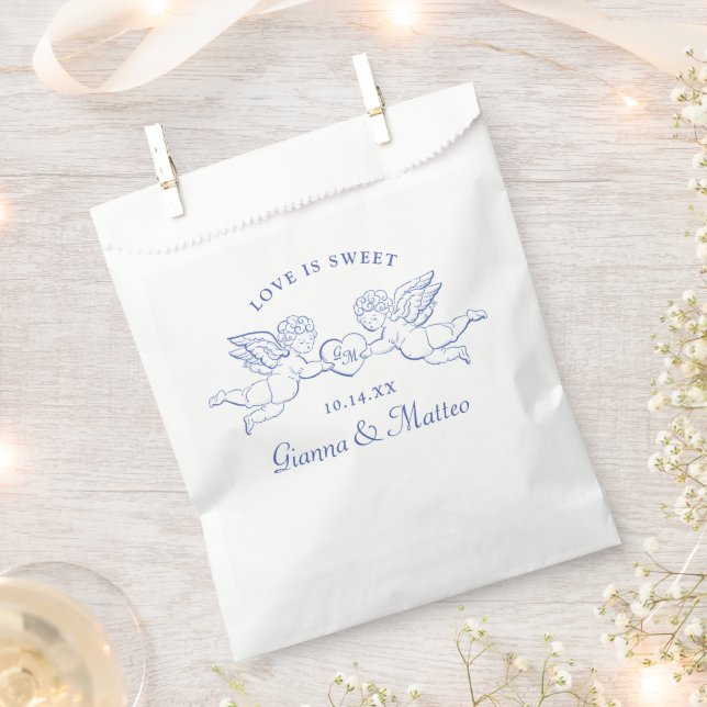 Bolsa De Papel Querubines sosteniendo iniciales de parejas de Cup (Cortado)