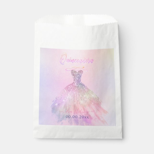 Bolsa De Papel Quinceañera, Guata de Espuma, Vela de Algodón (Anverso)