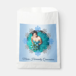 Bolsa De Papel Quinceañera Ice Blue Silver Snowflake
