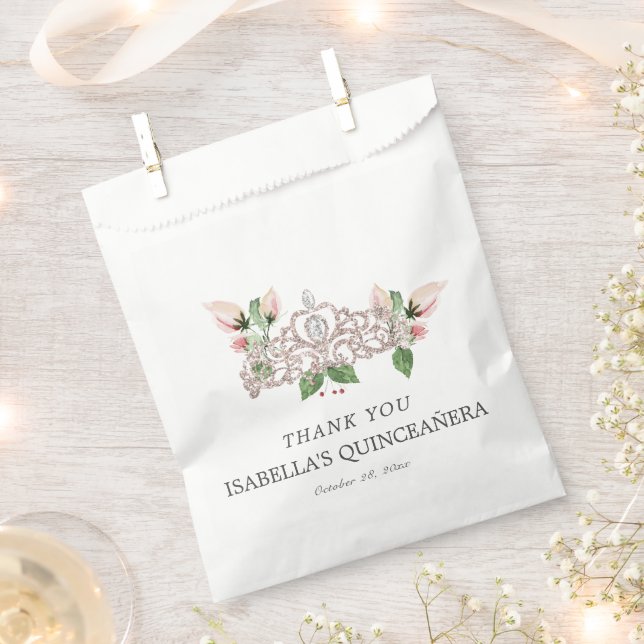 Bolsa De Papel Quinceañera rosa elegante (Cortado)