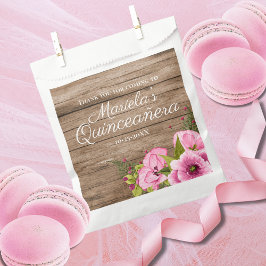 Bolsa De Papel Quinceañera Rosas Poppies Rústicas