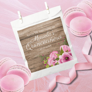Bolsa De Papel Quinceañera Rosas Poppies Rústicas