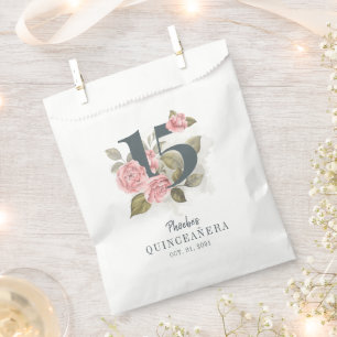 Bolsa De Papel Quinceanera Rustic Floral 15 cumpleaños