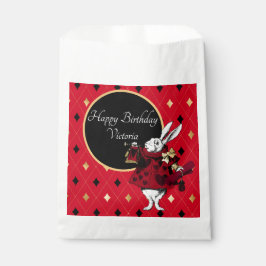 Bolsa De Papel Rabbit blanco en cumpleaños rojo