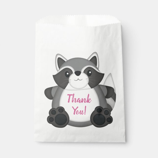 Bolsa De Papel Raccoon Birday Party Pink (Anverso)