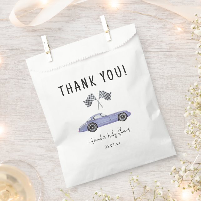 Bolsa De Papel Race car car Baby Shower - gracias (Cortado)