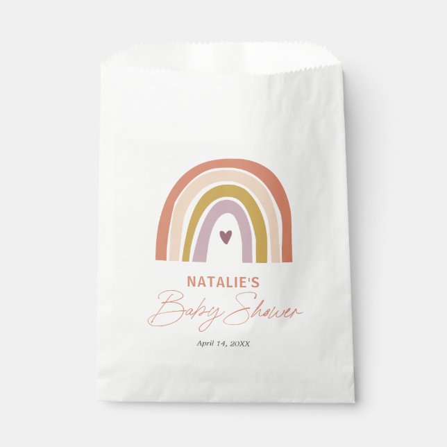 Bolsa De Papel Rainbow Boho Peach Purple Baby Shower (Anverso)