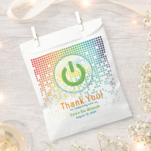 Bolsa De Papel Rainbow Pixels Video Game Gamer Bar Mitzvah