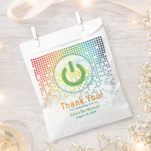 Bolsa De Papel Rainbow Pixels Video Game Gamer Bar Mitzvah (Cortado)