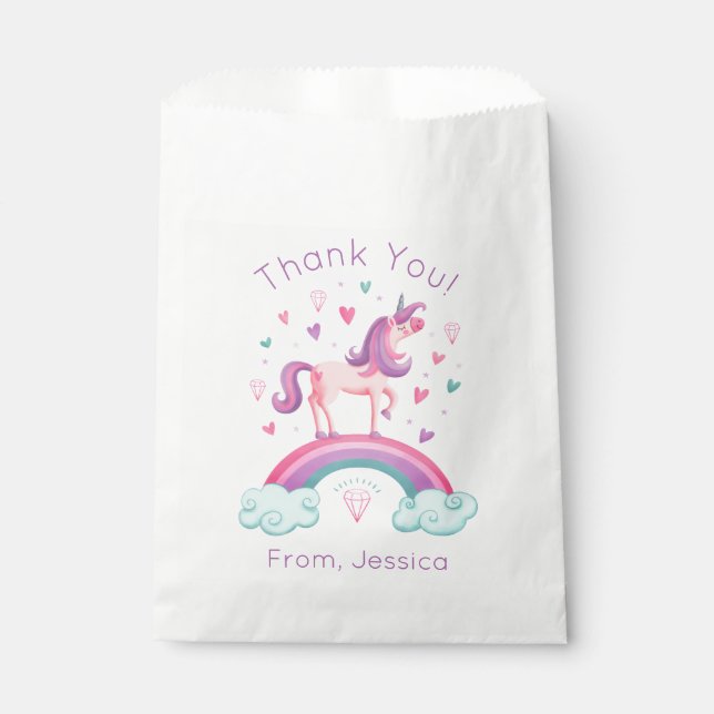 Bolsa De Papel Rainbow Unicorn Gracias (Anverso)
