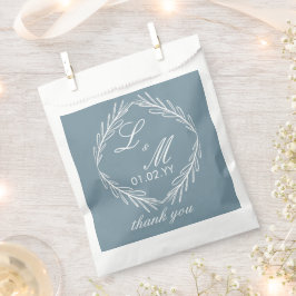 Bolsa De Papel Rama de guión de monograma Polvo Azul Boda