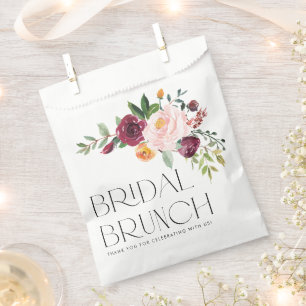 Bolsa De Papel Ramo Floral Acuarela Brunch Nupcial Otoño