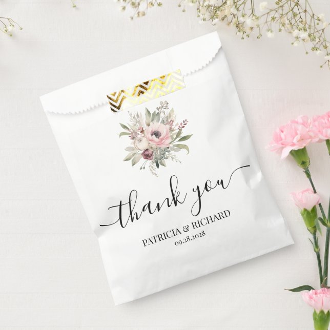 Bolsa De Papel ramo floral acuarela rústica (Sellado)