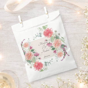 Bolsa De Papel Ramo Floral de Acuarela Elegante
