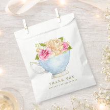 Ramo Floral de Acuarela en Taza de Té para Desayun