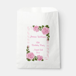 Bolsa De Papel Ramos de Esquina Rosados Bonitos Cumpleaños 18