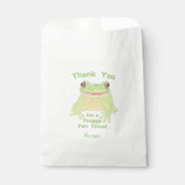 Bolsa De Papel Rana verde linda - nombre personalizado de cumplea