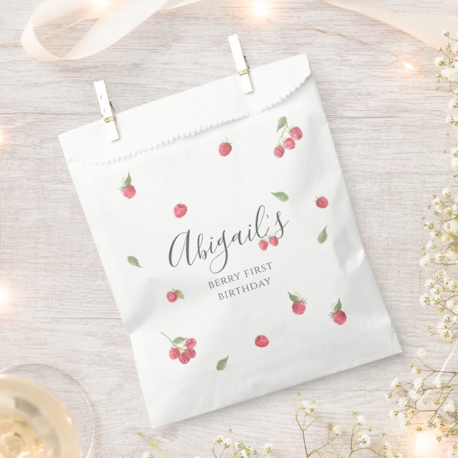Bolsa De Papel Raspberry Sweet Berry First Birday Party (Cortado)