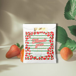 Bolsa De Papel Rayas Blancas Verdes Gracias Fresa Roja Fiesta