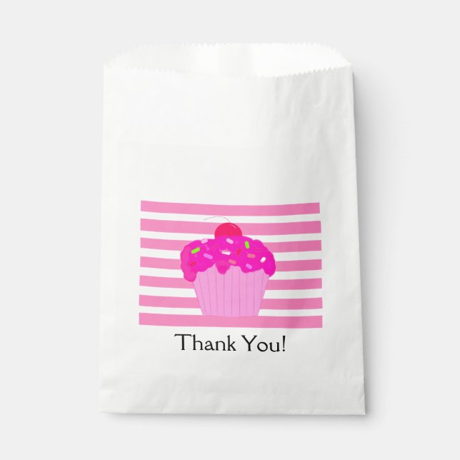 Bolsa De Papel Rayas rosadas y magdalena (Anverso)