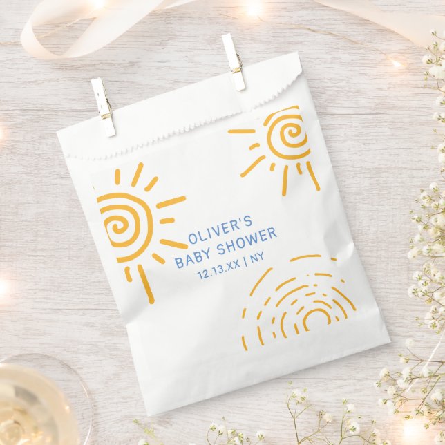 Bolsa De Papel Rayo Retro Moderno De Sunshine Baby Shower (Cortado)