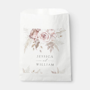 Bolsa De Papel Recepción de Boda Floral Marfil Rosado Polvoriento