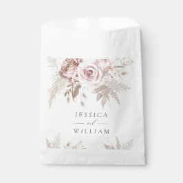Bolsa De Papel Recepción de Boda Floral Rosa Polvo Marfil