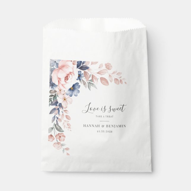 Bolsa De Papel Recepción de bodas botánicas con flores rosadas (Anverso)