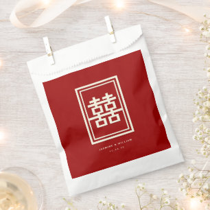 Bolsa De Papel Rectángulo doble felicidad Boda chino clásico