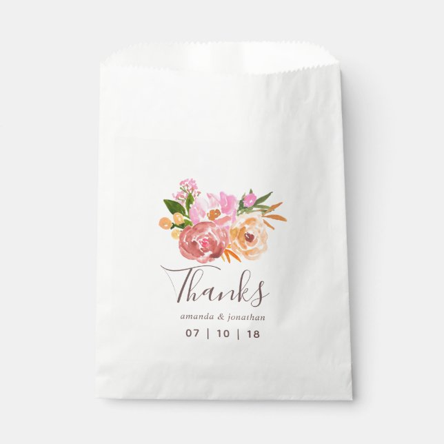 Bolsa De Papel Recuerdo de flores de acuarela para boda de primav (Anverso)