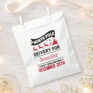 Bolsa De Papel RED Black & White North Pole Nombre de entrega SAN