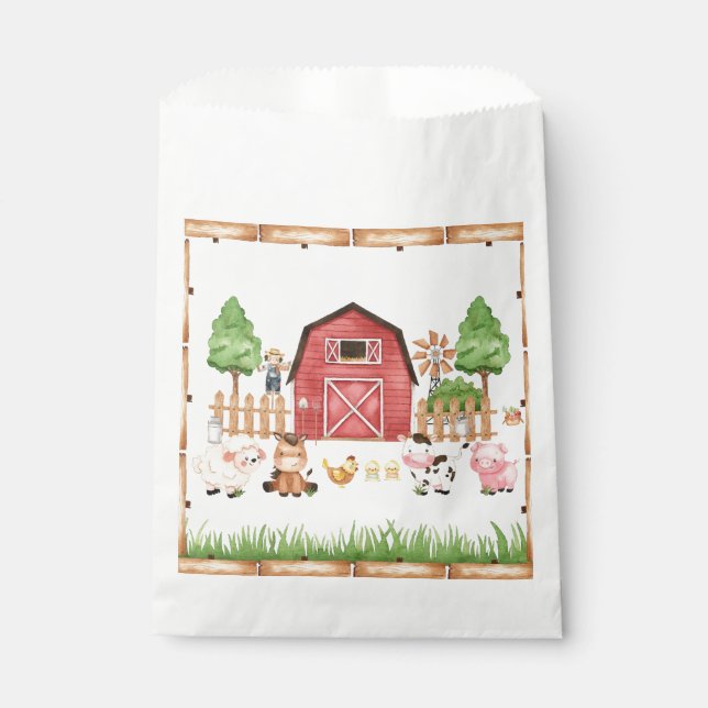Bolsa De Papel Red Farm Animals Baby Shower (Anverso)