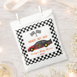 Bolsa De Papel Red Flame Race Car Ready Go Baby Shower