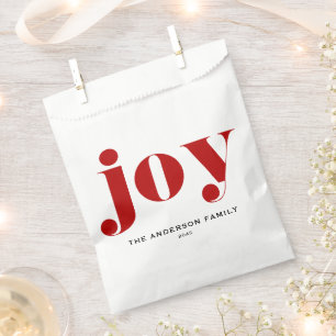 Bolsa De Papel Red JOY Bold Typography Navidades modernos